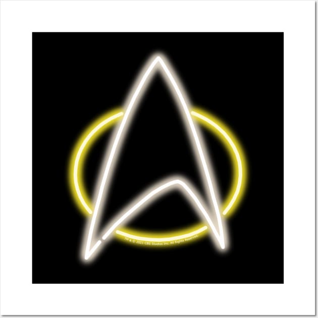 Yellow Neon Star Trek Next Generation Communicator Badge Top Left Wall Art by gkillerb